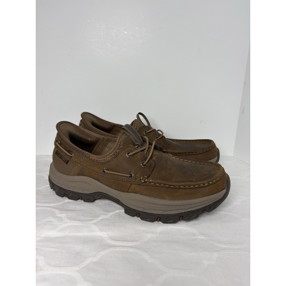 Skechers Shoe Mens Size 9 Knowlson Shore Thing Soft Toe Work Desert Leather